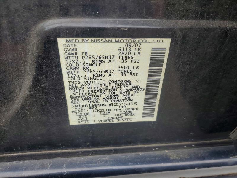 54236226 :رقم المزاد ، 5N1AR18B98C627565 vin ، 2008 Nissan Pathfinder مزاد بيع