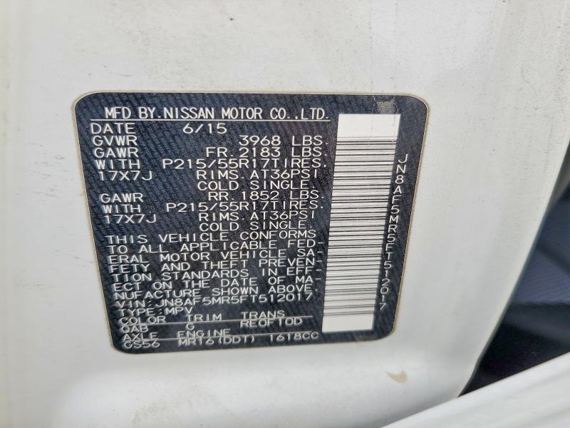 Продаж на аукціоні авто 2015 Nissan Juke, vin: JN8AF5MR5FT512017, номер лоту: 52217316