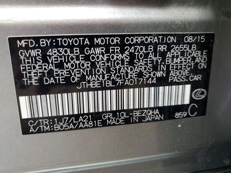 Aukcja sprzedaży 2015 Lexus Gs, vin: JTHBE1BL7FA017144, numer aukcji: 51469396