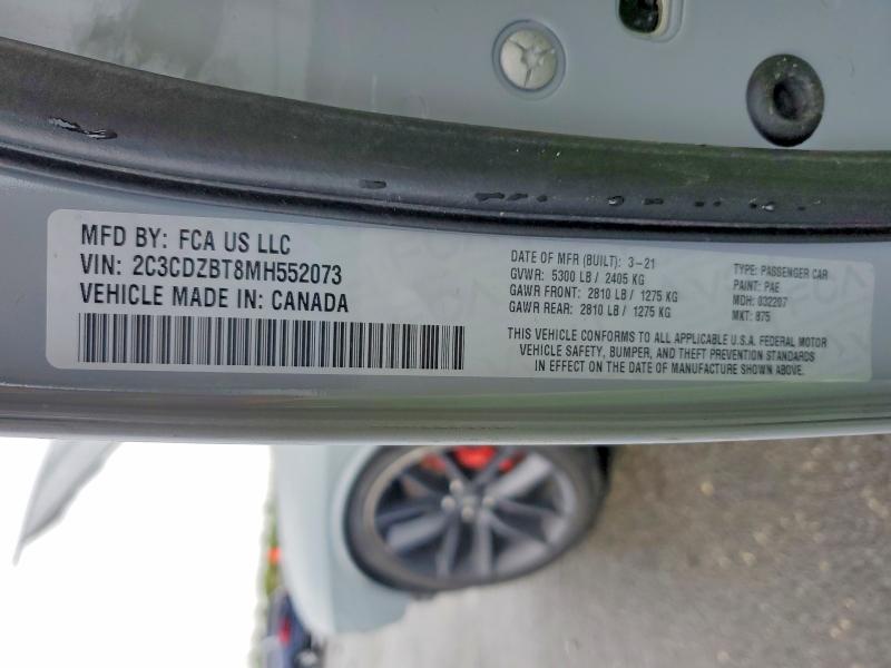53950456 :رقم المزاد ، 2C3CDZBT8MH552073 vin ، 2021 Dodge Challenger مزاد بيع