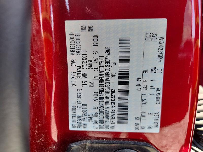 2016 Ford F150 მანქანა იყიდება აუქციონზე, vin: 1FTEW1EP6GFD52782, აუქციონის ნომერი: 55042436