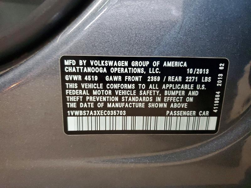 Aukcja sprzedaży 2014 Volkswagen Passat, vin: 1VWBS7A3XEC035703, numer aukcji: 53979576