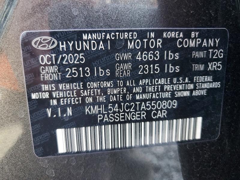 Aukcja sprzedaży 2026 Hyundai Sonata, vin: KMHL54JC2TA550809, numer aukcji: 52183926