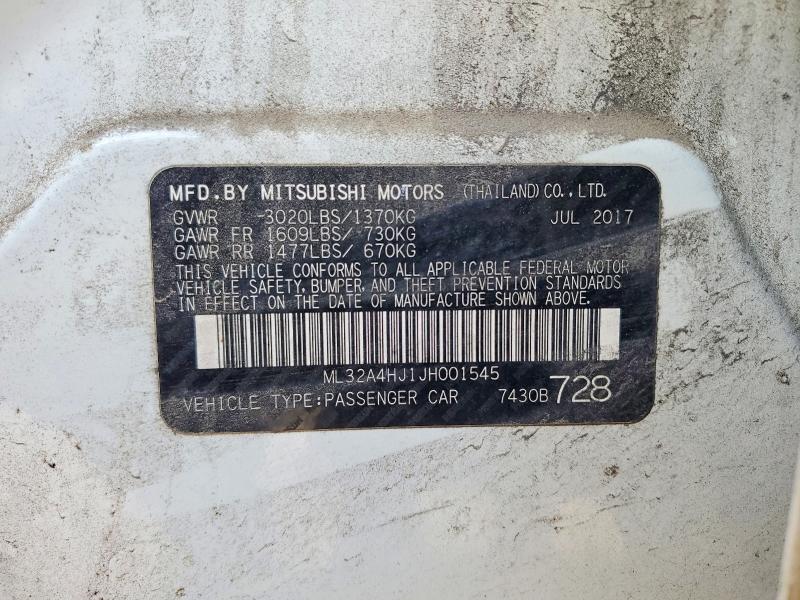 Продаж на аукціоні авто 2018 Mitsubishi Mirage, vin: ML32A4HJ1JH001545, номер лоту: 54310266