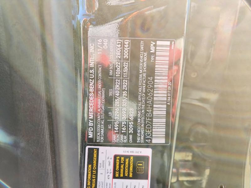 51860386 :رقم المزاد ، 4JGED7FB4HA062904 vin ، 2017 Mercedes-benz Gle Coupe مزاد بيع