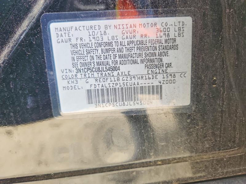 52061926 :رقم المزاد ، 3N1CP5CU8JL545004 vin ، 2018 Nissan Kicks مزاد بيع
