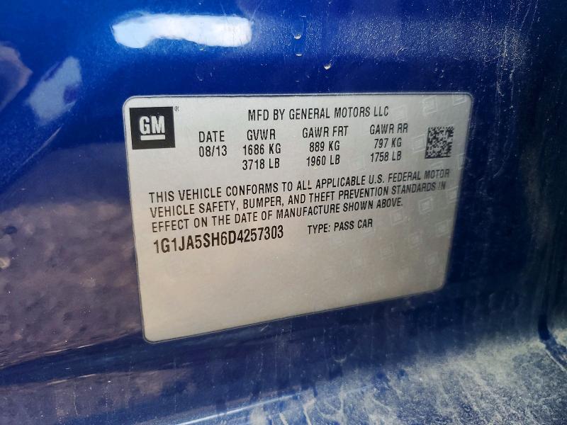 Aukcja sprzedaży 2013 Chevrolet Sonic, vin: 1G1JA5SH6D4257303, numer aukcji: 52941716
