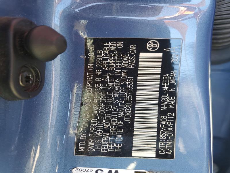 52035966 :رقم المزاد ، JTDKB20U557055351 vin ، 2005 Toyota Prius مزاد بيع
