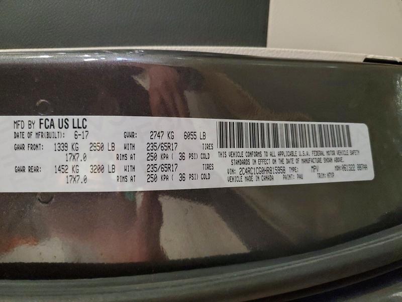 Aukcja sprzedaży 2017 Chrysler Pacifica, vin: 2C4RC1CG0HR815958, numer aukcji: 53814546