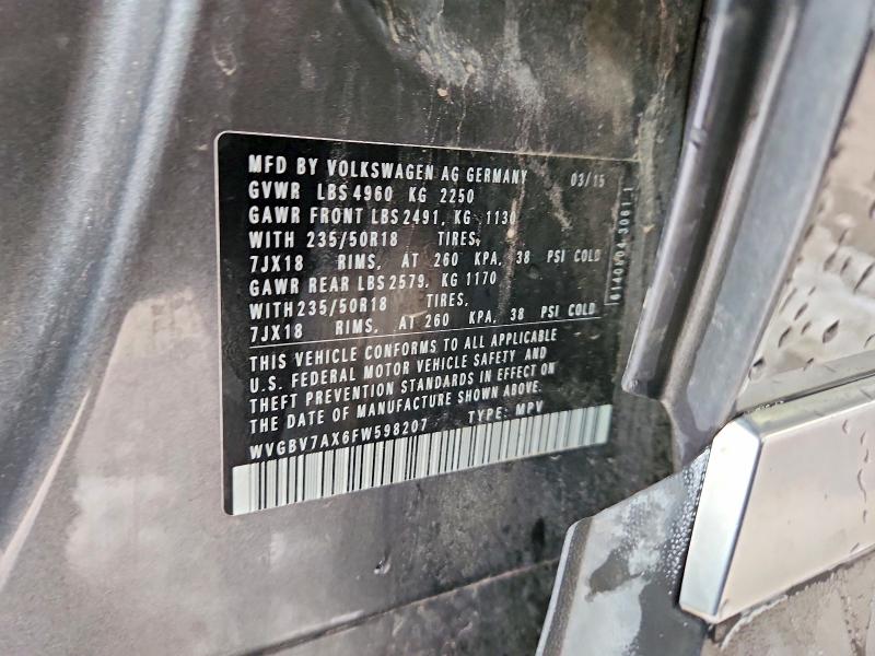 Продаж на аукціоні авто 2015 Volkswagen Tiguan, vin: WVGBV7AX6FW598207, номер лоту: 52181516