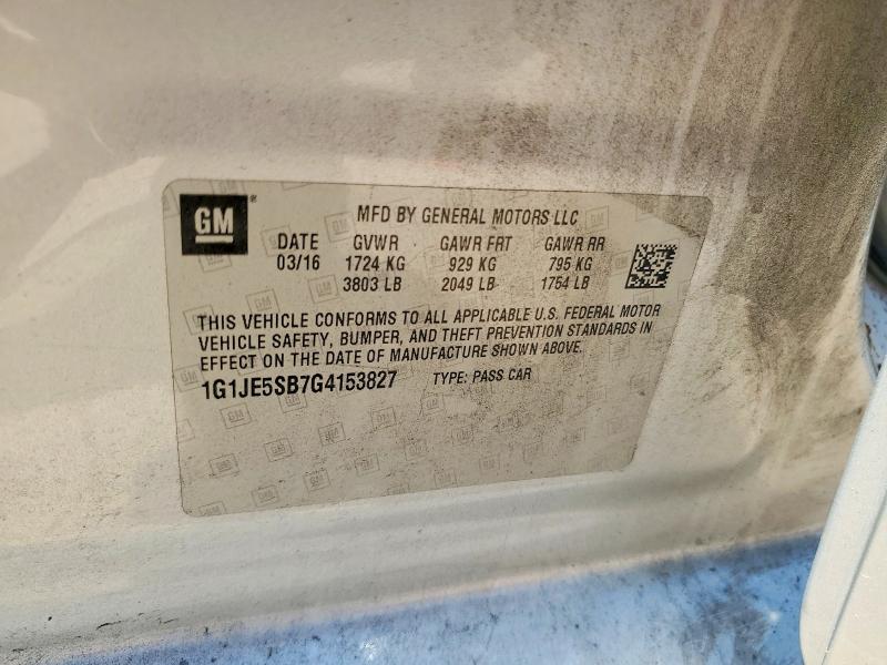 53765076 :رقم المزاد ، 1G1JE5SB7G4153827 vin ، 2016 Chevrolet Sonic مزاد بيع