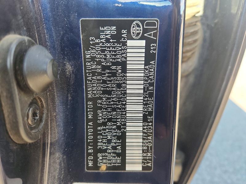 2013 Toyota Corolla მანქანა იყიდება აუქციონზე, vin: 2T1BU4EE4DC108352, აუქციონის ნომერი: 54676216