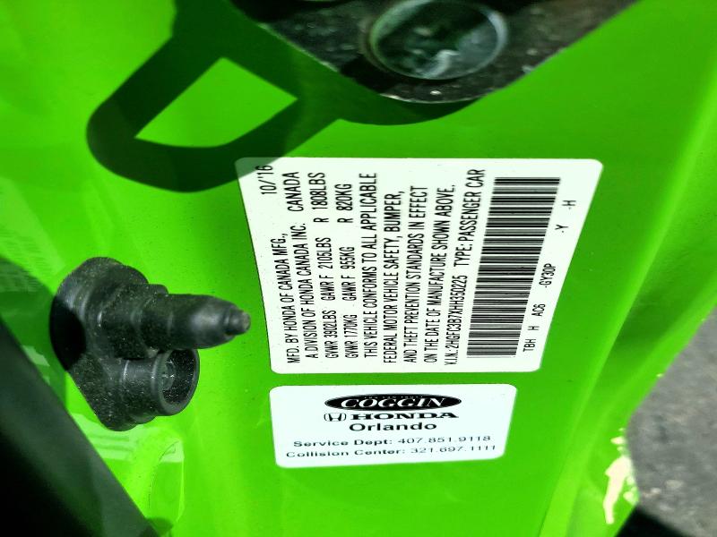 Продаж на аукціоні авто 2017 Honda Civic, vin: 2HGFC3B7XHH350225, номер лоту: 52868386