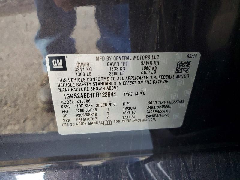 54158036 :رقم المزاد ، 1GKS2AEC1FR123844 vin ، 2015 Gmc Yukon مزاد بيع