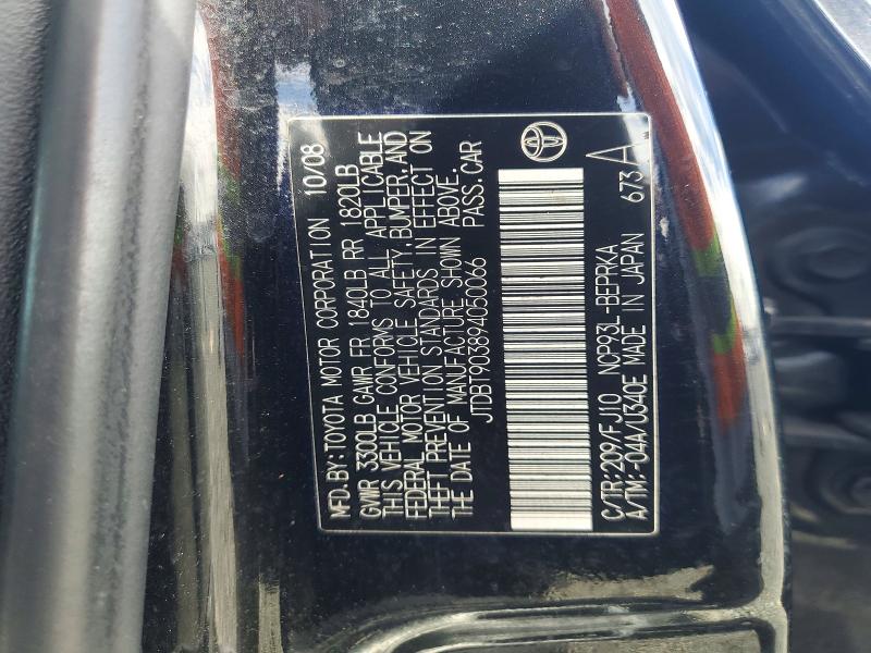 Aukcja sprzedaży 2009 Toyota Yaris, vin: JTDBT903894050066, numer aukcji: 54909356