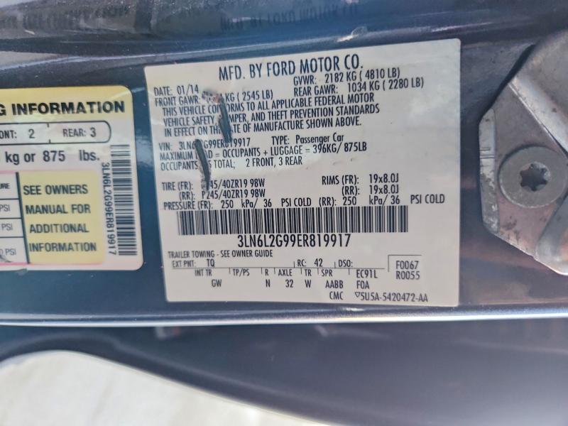 2014 Lincoln Mkz მანქანა იყიდება აუქციონზე, vin: 3LN6L2G99ER819917, აუქციონის ნომერი: 53022786