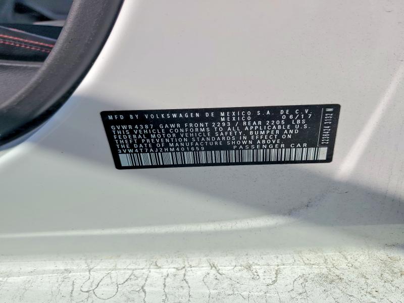 Продажа на аукционе авто 2017 Volkswagen Jetta, vin: 3VW4T7AJ2HM401659, номер лота: 52547386