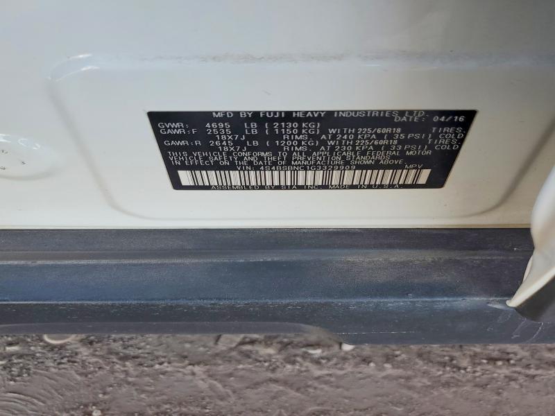 Aukcja sprzedaży 2016 Subaru Outback, vin: 4S4BSBNC1G3329909, numer aukcji: 55398846
