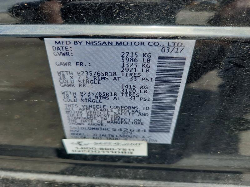 Продаж на аукціоні авто 2017 Infiniti Qx60, vin: 5N1DL0MN3HC542634, номер лоту: 54114566