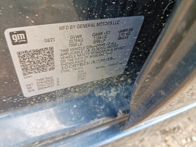 Продажа на аукционе авто 2021 Chevrolet Silverado, vin: 1GCRYBEK7MZ303199, номер лота: 54011836