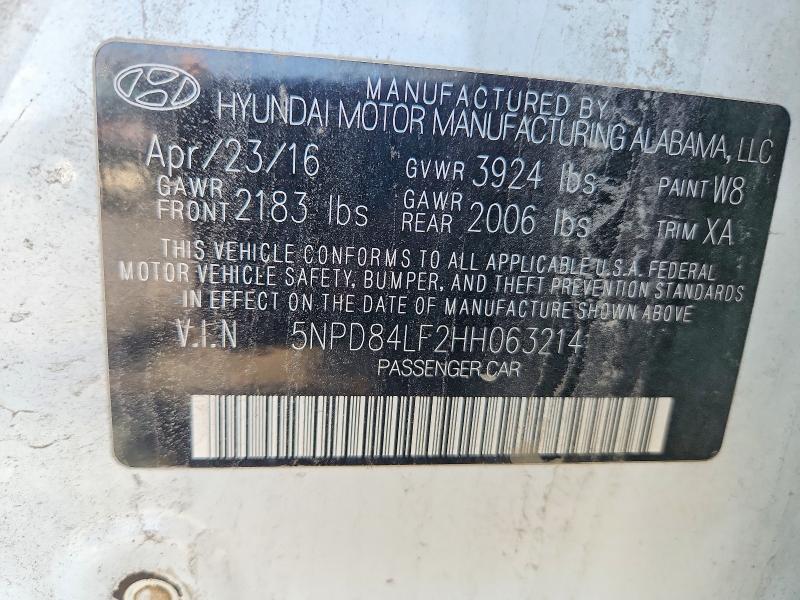 2017 Hyundai Elantra მანქანა იყიდება აუქციონზე, vin: 5NPD84LF2HH063214, აუქციონის ნომერი: 52383326