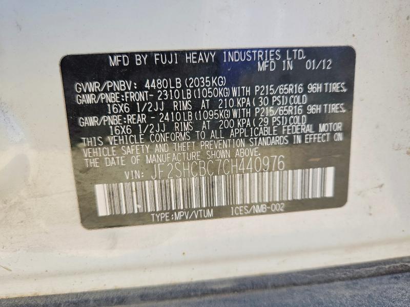Продажа на аукционе авто 2012 Subaru Forester, vin: JF2SHCBC7CH440976, номер лота: 55217086