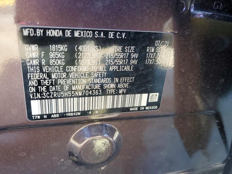 Aukcja sprzedaży 2022 Honda Hr-v, vin: 3CZRU5H55NM704363, numer aukcji: 52522746