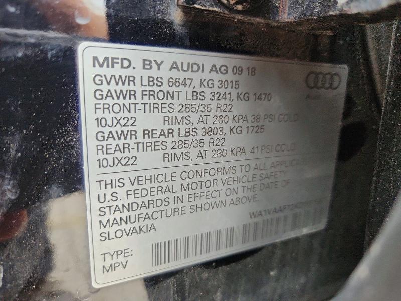 53508296 :رقم المزاد ، WA1VAAF72KD007597 vin ، 2019 Audi Q7 مزاد بيع