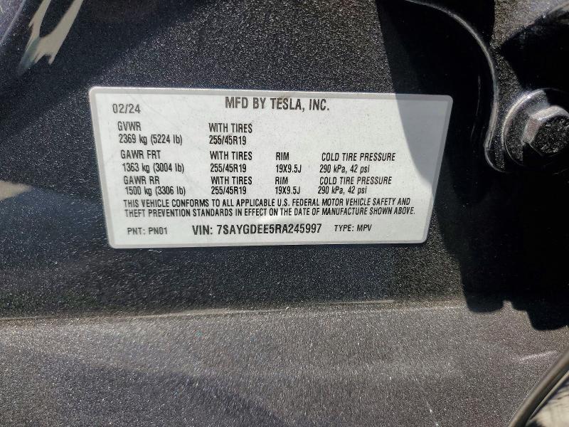 Продажа на аукционе авто 2024 Tesla Model Y, vin: 7SAYGDEE5RA245997, номер лота: 53133456