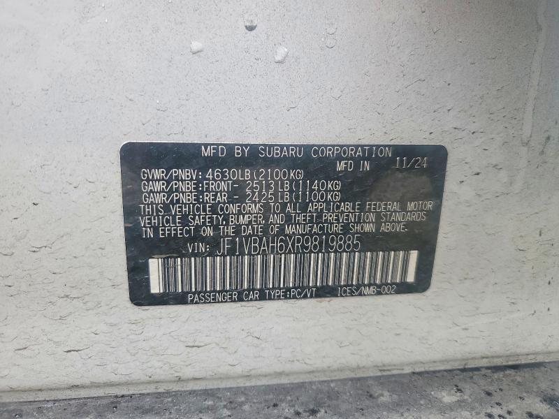 Продаж на аукціоні авто 2024 Subaru Wrx, vin: JF1VBAH6XR9819885, номер лоту: 55373776