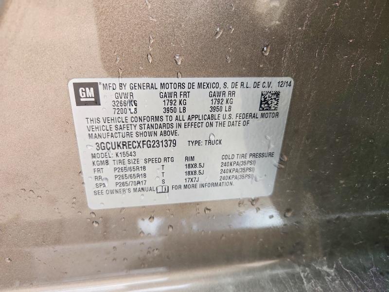 2015 Chevrolet Silverado მანქანა იყიდება აუქციონზე, vin: 3GCUKRECXFG231379, აუქციონის ნომერი: 52084666