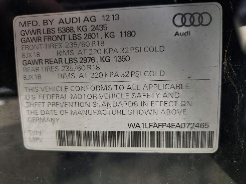 Продажа на аукционе авто 2014 Audi Q5, vin: WA1LFAFP4EA072465, номер лота: 52879836