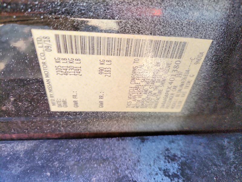 2018 Nissan Maxima მანქანა იყიდება აუქციონზე, vin: 1N4AA6AP4JC401380, აუქციონის ნომერი: 52408246