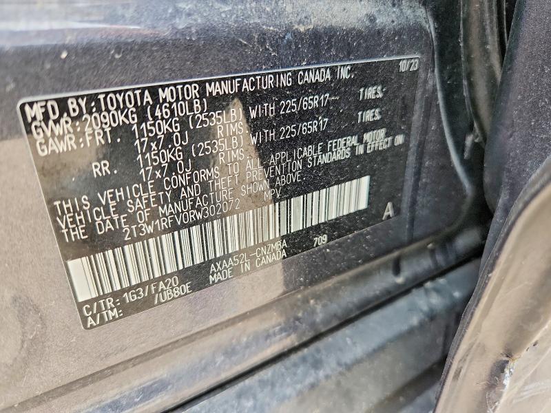2024 Toyota Rav4 მანქანა იყიდება აუქციონზე, vin: 2T3W1RFV0RW302072, აუქციონის ნომერი: 53993586