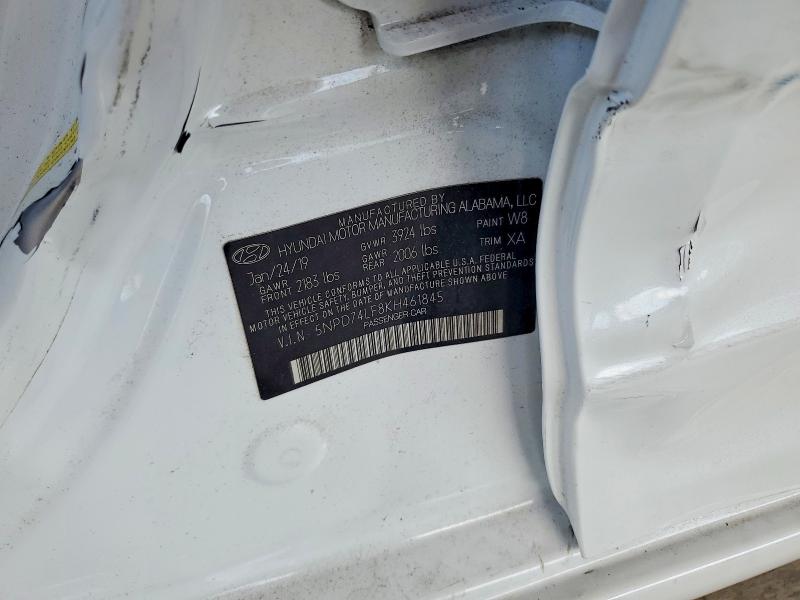 2019 Hyundai Elantra მანქანა იყიდება აუქციონზე, vin: 5NPD74LF8KH461845, აუქციონის ნომერი: 52219696