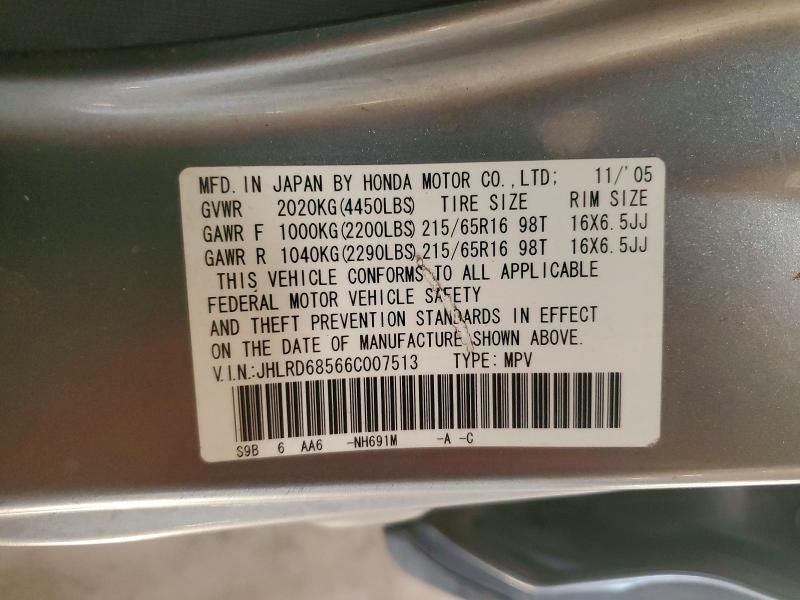 Aukcja sprzedaży 2006 Honda Cr-v, vin: JHLRD68566C007513, numer aukcji: 55433286