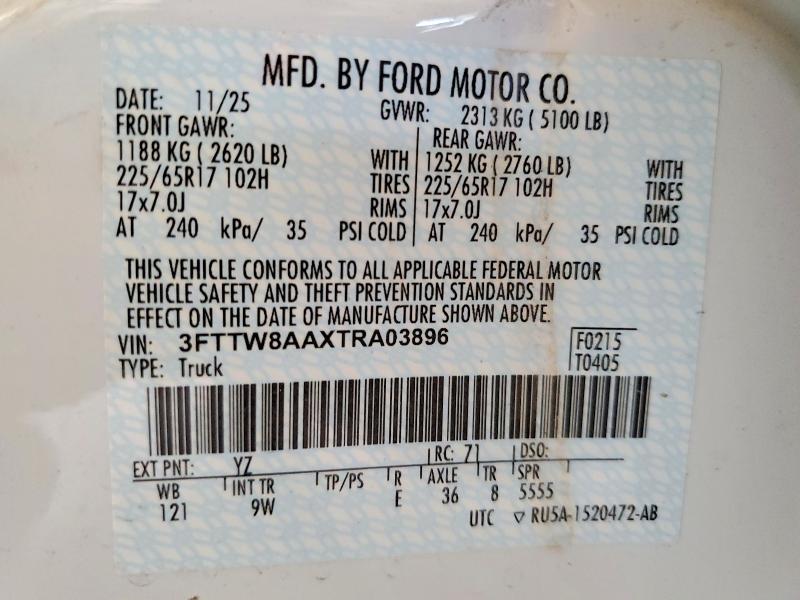 Aukcja sprzedaży 2026 Ford Maverick, vin: 3FTTW8AAXTRA03896, numer aukcji: 54593876