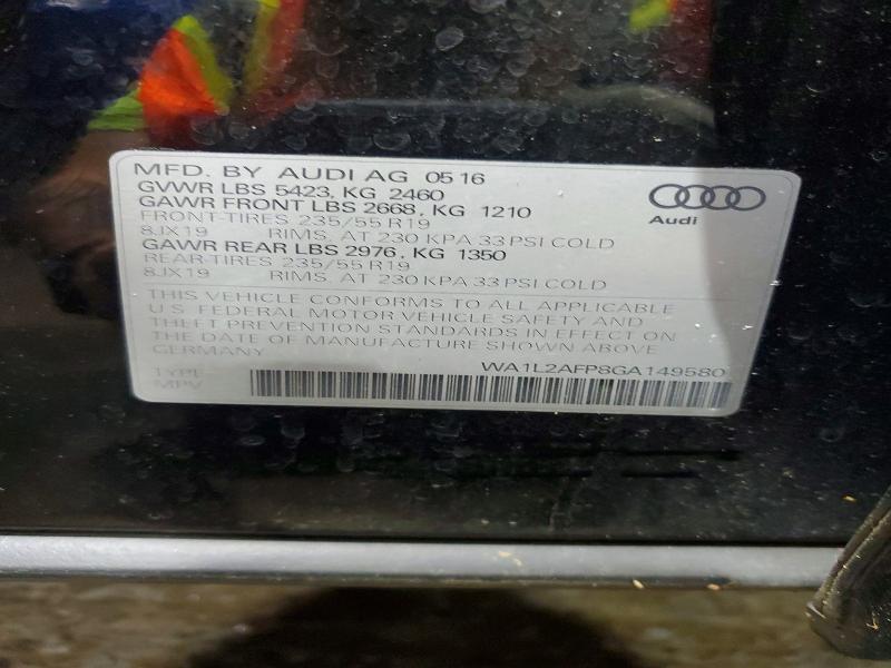 Продажа на аукционе авто 2016 Audi Q5, vin: WA1L2AFP8GA149580, номер лота: 55335616