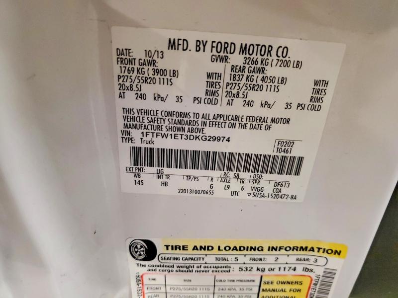 Aukcja sprzedaży 2013 Ford F150, vin: 1FTFW1ET3DKG29974, numer aukcji: 53650546