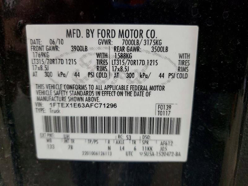 Aukcja sprzedaży 2010 Ford F150, vin: 1FTEX1E63AFC71296, numer aukcji: 53191676