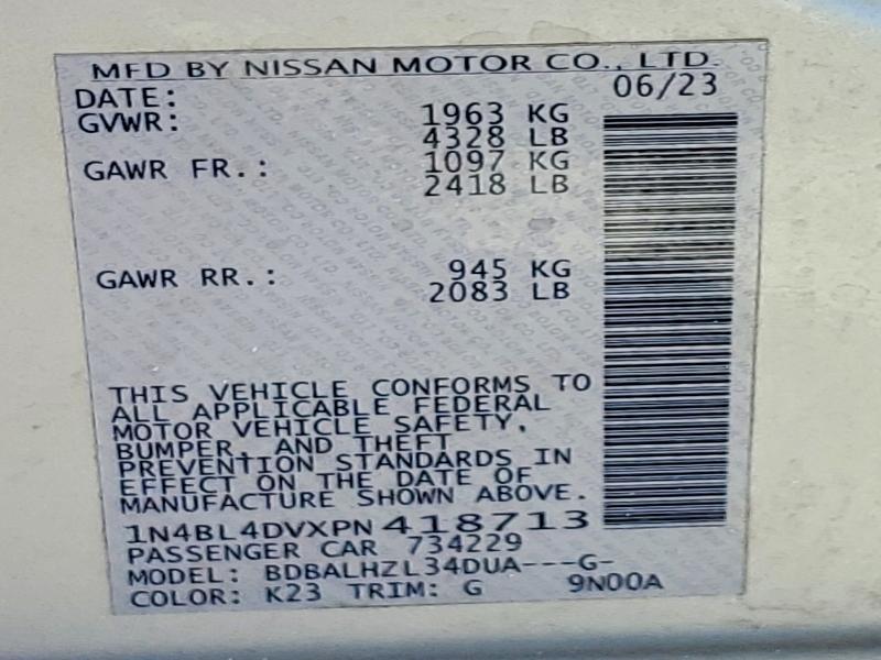 54301726 :رقم المزاد ، 1N4BL4DVXPN418713 vin ، 2023 Nissan Altima مزاد بيع