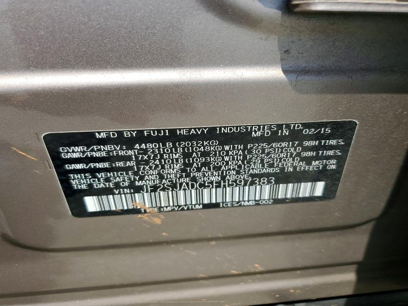 Aukcja sprzedaży 2015 Subaru Forester, vin: JF2SJADC5FH597383, numer aukcji: 55124546