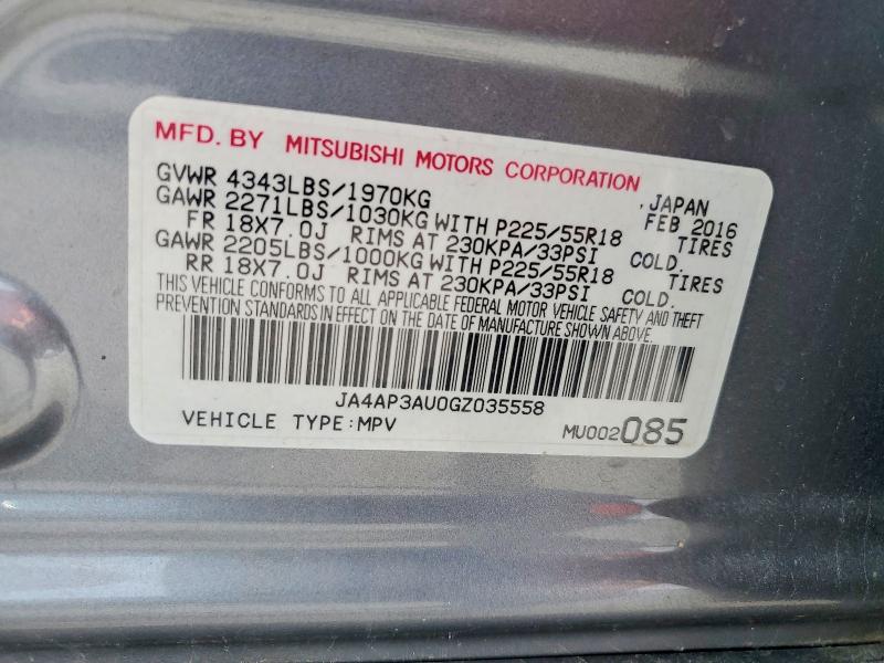 Продаж на аукціоні авто 2016 Mitsubishi Outlander Sport, vin: JA4AP3AU0GZ035558, номер лоту: 54862906