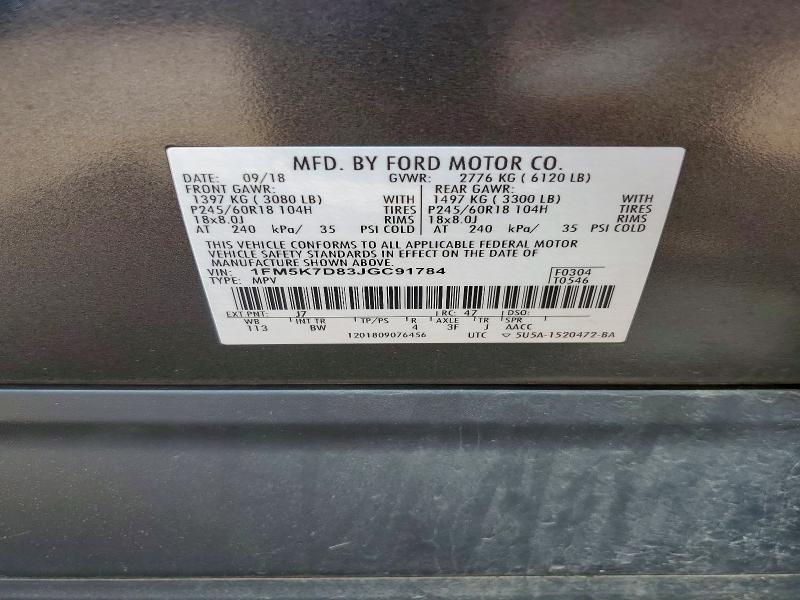 Продаж на аукціоні авто 2018 Ford Explorer, vin: 1FM5K7D83JGC91784, номер лоту: 55004056