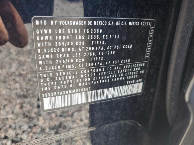 Aukcja sprzedaży 2021 Volkswagen Tiguan, vin: 3VV3B7AX8MM046983, numer aukcji: 52045826
