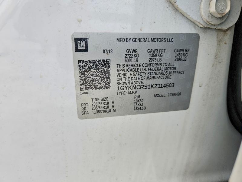 2019 Cadillac Xt5 მანქანა იყიდება აუქციონზე, vin: 1GYKNCRS1KZ114503, აუქციონის ნომერი: 52805886