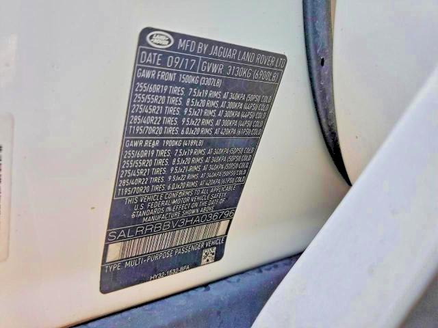 2017 Land Rover Discovery მანქანა იყიდება აუქციონზე, vin: SALRRBBV3HA036796, აუქციონის ნომერი: 53295396