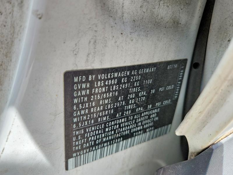 Продаж на аукціоні авто 2015 Volkswagen Tiguan, vin: WVGBV7AX0FW512888, номер лоту: 51899146