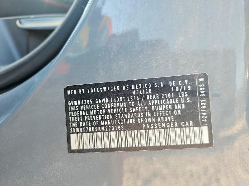Aukcja sprzedaży 2019 Volkswagen Jetta, vin: 3VW6T7BU9KM273168, numer aukcji: 53438936