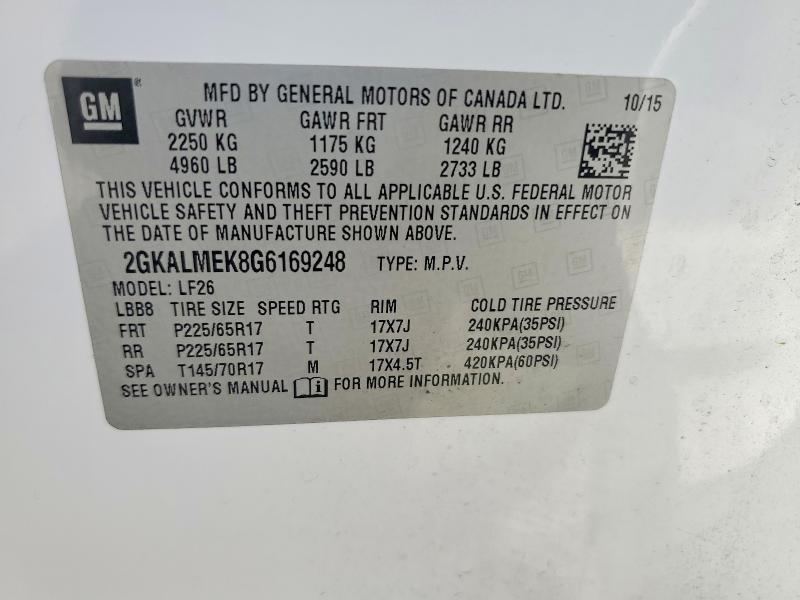 Продажа на аукционе авто 2016 Gmc Terrain, vin: 2GKALMEK8G6169248, номер лота: 53118636